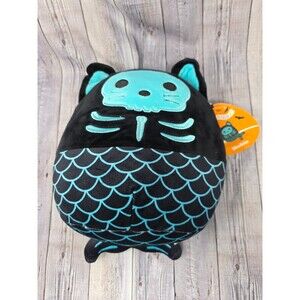 Nwt 8" Sheikla Black & Blue Mermaid Cat Skeleton Halloween 2022 Squishmallow HTF